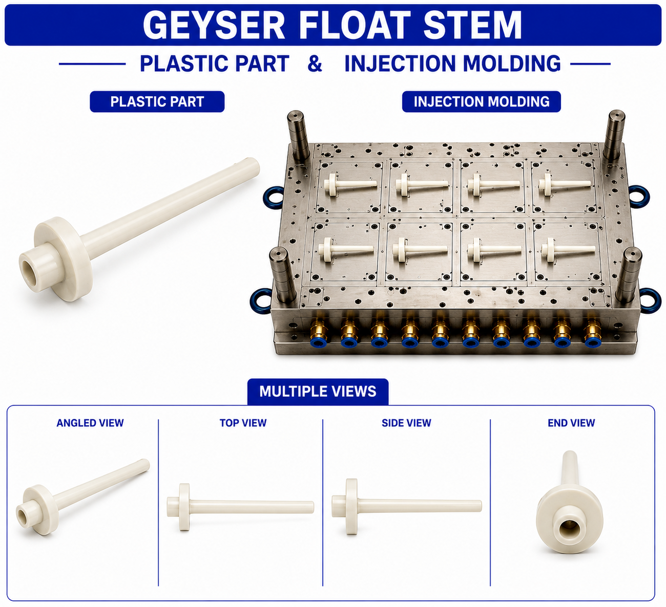Geyser Plastic Float Stem Mould and Moulding Service